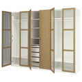 PAX / TONSTAD Wardrobe combination, white/oak veneer glass, 300x60x236 cm