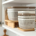 IKEA 365+ Food storage basket with lid, square metal/white bamboo, 15x15x11 cm