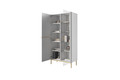 High Cabinet Display Cabinet Nicole, matt white, gold legs