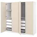 PAX / REINSVOLL Wardrobe combination, white/grey-beige, 200x60x201 cm