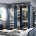 PAX / FYRUDDEN Wardrobe combination, white/blue, 250x60x236 cm