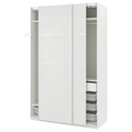 PAX / HOKKSUND Wardrobe combination, white/high-gloss light grey, 150x66x236 cm