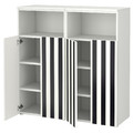 SMÅSTAD / PLATSA Storage combination, white black/white/stripe with 6 shelves, 120x42x123 cm