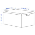 TJENA Storage box with lid, white black/dotted, 25x35x20 cm
