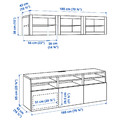 BESTÅ TV storage combination/glass doors, white Sindvik/Lappviken dark grey, 180x42x192 cm