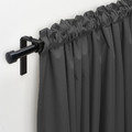 KORGMOTT Block-out curtains, 1 pair, dark grey/with heading tape, 145x300 cm