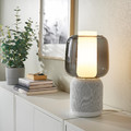 SYMFONISK Speaker lamp w Wi-Fi, glass shade, white/black