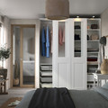 PAX / GRIMO Wardrobe with sliding doors, white/clear glass white, 200x66x236 cm