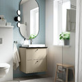 HAVBÄCK / ORRSJÖN Wash-stnd w drawers/wash-basin/tap, beige/black marble effect, 62x49x71 cm
