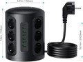 Aukey Power Strip Surge Protector Charger PA-S14 Power Hub XL 6xUSB 12xAC Outlets EU Plug