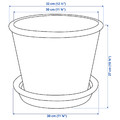 MUSKOTBLOMMA Plant pot with saucer, in/outdoor terracotta, 24 cm