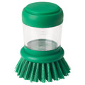VIDEVECKMAL Dish-washing brush with dispenser, bright green