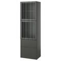 BESTÅ Storage combination w glass doors, dark grey Lappviken/Fällsvik anthracite, 60x42x193 cm