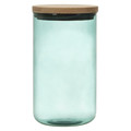 Elegant Glass Storage Jar with Bamboo Lid 1l, blue