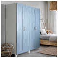 PLATSA Wardrobe with 4 doors, white/Sannidal blue, 160x57x191 cm