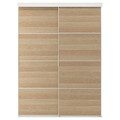 SKYTTA / MEHAMN Sliding door combination, white/double sided white stained oak effect, 152x205 cm
