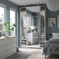 PAX / AULI Wardrobe with sliding doors, white/mirror glass, 150x44x236 cm