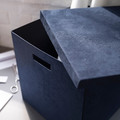GJÄTTA Storage box with lid, velvet dark blue, 32x35x32 cm