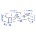 VIMLE 4-seat sofa with chaise longue, with wide armrests/Gunnared medium grey