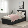 MALM Bed frame, high, w 2 storage boxes, black-brown, Luröy, 90x200 cm