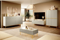 Cabinet with 4 Doors & 4 Drawers Nicole 200cm, cashmere, gold legs