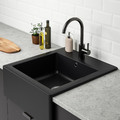 TALLSJÖN Sink bowl w visible front, dark grey/stone effect, 60x65 cm