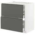 METOD / MAXIMERA Base cab f hob/2 fronts/3 drawers, white/Voxtorp dark grey, 80x60 cm
