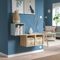 EKET Wall-mounted cabinet combination, light grey-blue/white stained oak effect, 105x35x70 cm
