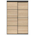 SKYTTA / MEHAMN Sliding door combination, black/double sided white stained oak effect, 152x240 cm
