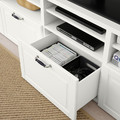BESTÅ TV storage combination/glass doors, white Smeviken/Ostvik white clear glass, 300x42x231 cm