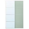 MEHAMN/AULI Pair of sliding doors, aluminium double sided/light green mirror glass, 150x236 cm
