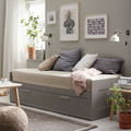 BRIMNES Day-bed w 2 drawers/2 mattresses, grey/Ågotnes firm, 80x200 cm