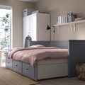 HEMNES Day-bed w 3 drawers/2 mattresses, grey/Åfjäll firm, 80x200 cm