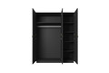 Wardrobe Nicole 150 cm, matt black, gold handles