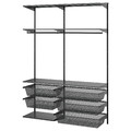 BOAXEL Wardrobe combination, anthracite/metal, 145x40x201 cm