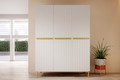 Wardrobe Nicole 150 cm, matt white, gold handles