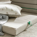 SLÄKT Pouffe/mattress, foldable, Vissle beige/green