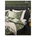 SLÅNGULDMAL Duvet cover and 2 pillowcases, green/floral pattern, 200x200/50x60 cm