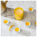 SVARTOXBÄR Scented candle in glass, Mimosa/yellow, 45 hr