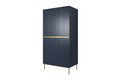 Wardrobe Nicole with Drawer Unit 100 cm, dark blue, gold legs
