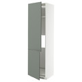 METOD High cab f fridge/freezer w 2 doors, white/Nickebo matt grey-green, 60x60x220 cm