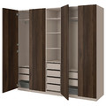 PAX / STORKLINTA Wardrobe combination, grey-beige/dark brown stained oak effect, 250x58x236 cm