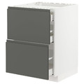 METOD / MAXIMERA Base cab f hob/2 fronts/3 drawers, white/Voxtorp dark grey, 60x60 cm