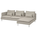 SÖDERHAMN 4-seat sofa with chaise longue, and open end Fridtuna/light beige