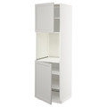METOD High cab f oven w 2 doors/shelves, white/Lerhyttan light grey, 60x60x200 cm