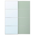 MEHAMN/AULI Pair of sliding doors, aluminium double sided/light green mirror glass, 150x201 cm