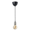 JÄLLBY / MOLNART Pendant lamp with light bulb, textile nickel-plated/globe brown clear glass