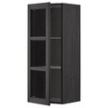 METOD Wall cabinet w shelves/glass door, black/Lerhyttan black stained, 40x100 cm