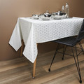 Tablecloth Geometric Dore 140x250cm, white/silver