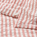 SMÅNUNNEÖRT Duvet cover and pillowcase, red-brown white/striped, 150x200/50x60 cm